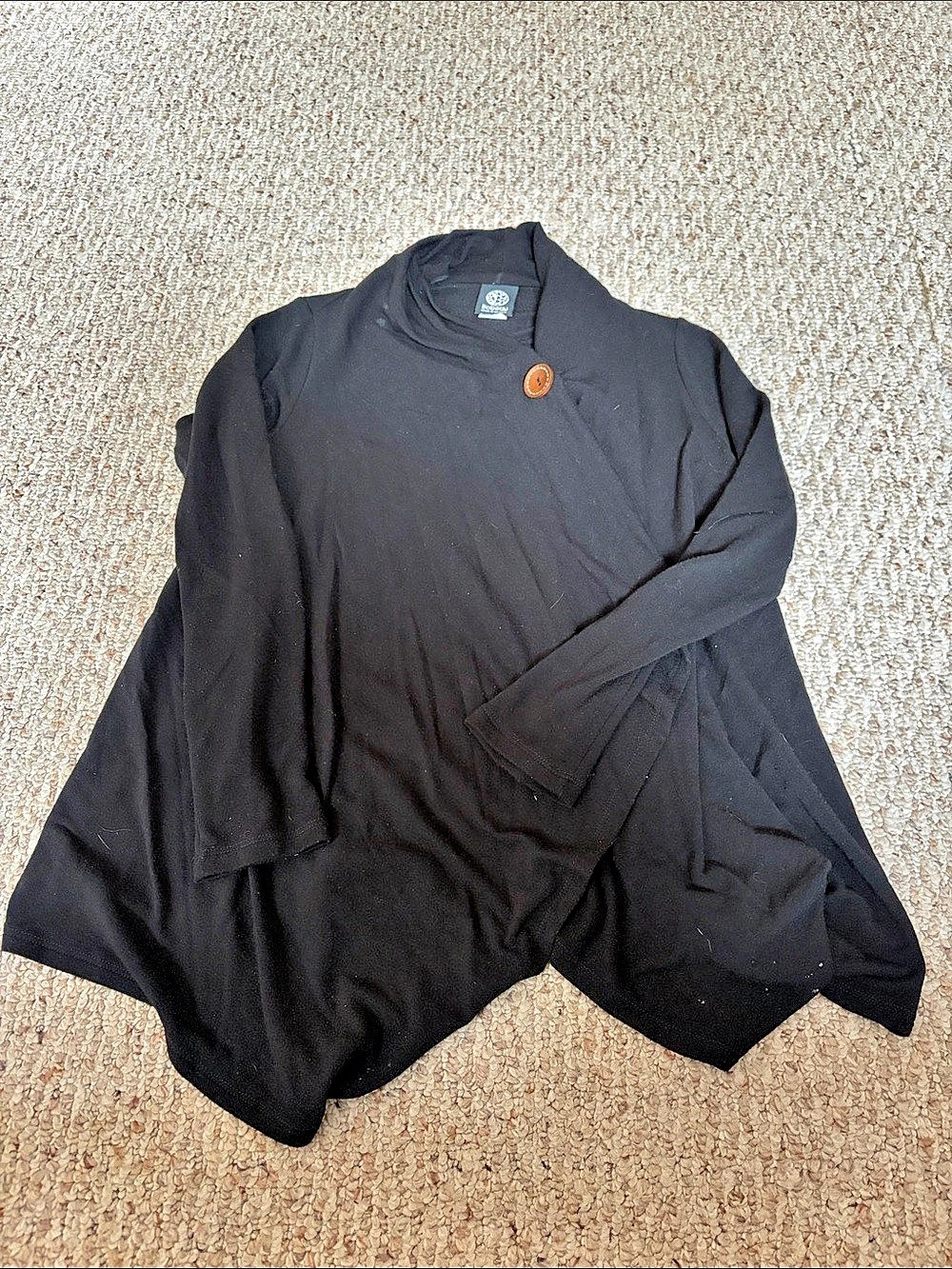 Bobeau One Button Waterfall Cardigan Black Size Small